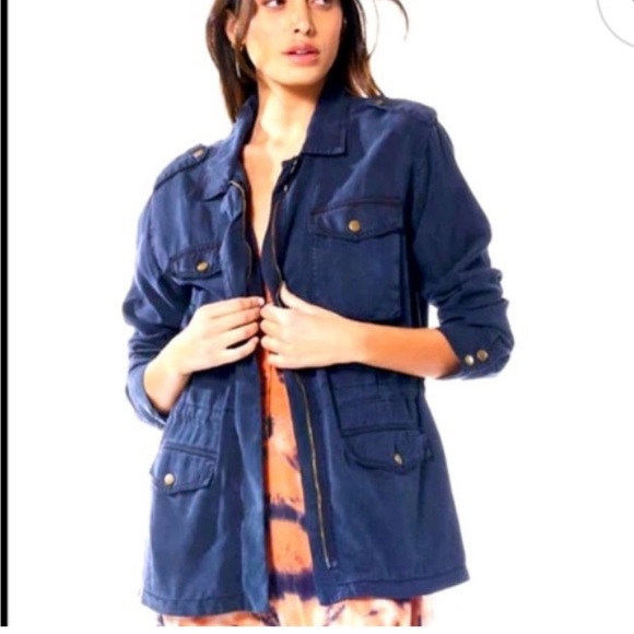 Young Fabulous & Broke Amelia Zip Up Combat Jacket Green Size Small - Picture 9 of 9